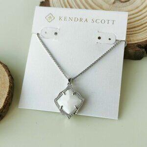 Kendra Scott Kacey White Pearl Long Necklace Silver